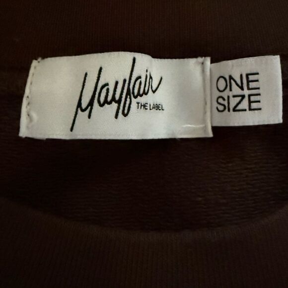 Mayfair The Label athletic club embroidered Brown thick mid-weight sweatshirt OS - Picture 3 of 8